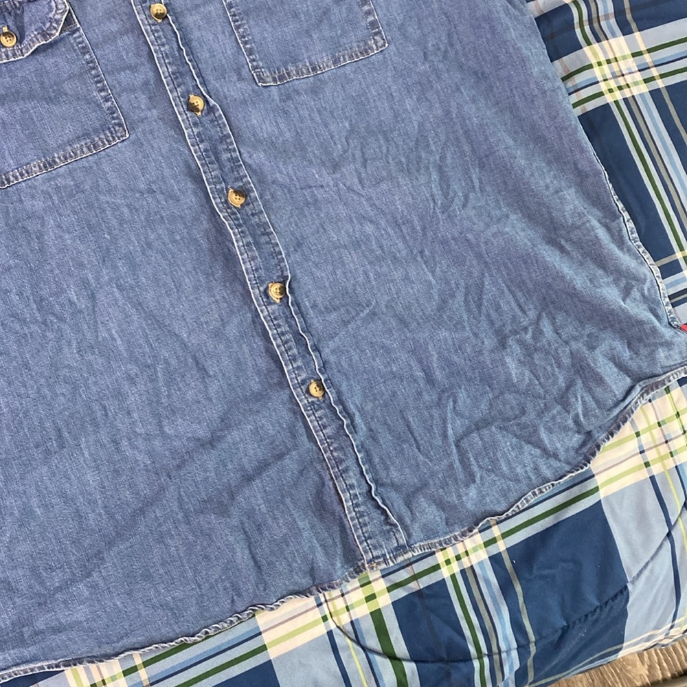 Wrangler denim button down short-sleeve shirt - Picture 4 of 17